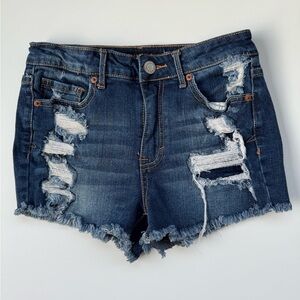 Aeropostale High Waisted Shorty Distressed Denim Shorts Sz 2